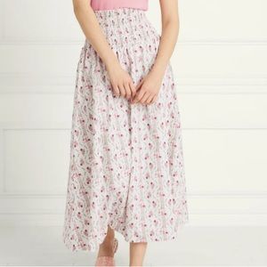 NWOT Hill House Home Delphine Nap Skirt in Pink Vine Stripe Cotton sz Small